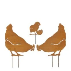 Tuinsteker Kip Roest - Set Van 3 Stuks