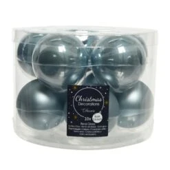 Kerstballen Glas Ø 6 Cm - Mistig Blauw - Set Van 10 Stuks