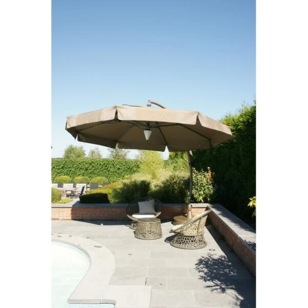 Easy Sun Parasol 350 Klassiek Olefin Met Voet - Taupe - Afbeelding 2