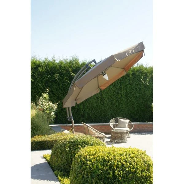 Easy Sun Parasol 350 Klassiek Olefin Met Voet - Taupe - Afbeelding 3