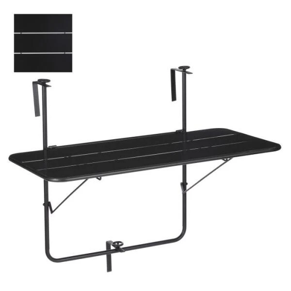 Balkontafel Zwart - 88 × 51,5 × 67 Cm