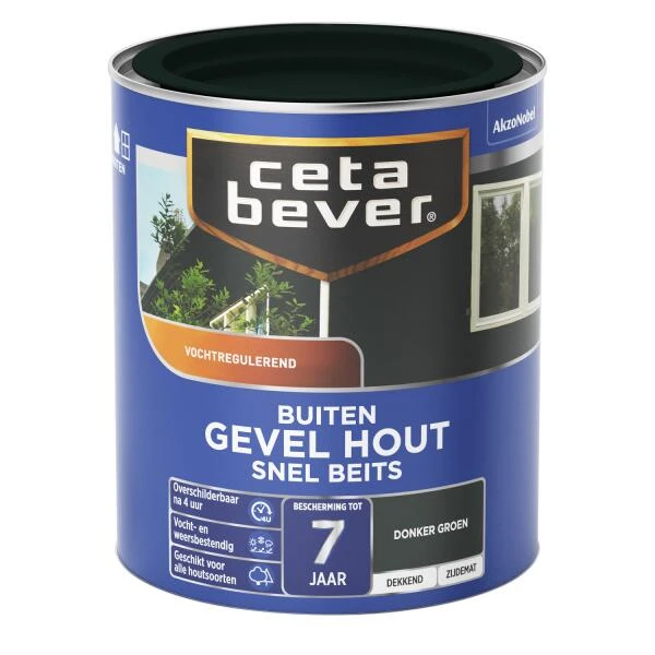 Cetabever Snelbeits Gevel Hout Dekkend, Donkergroen - 750 Ml
