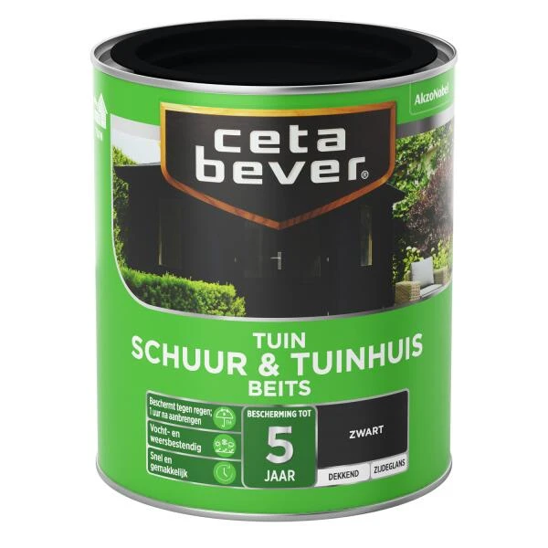 Cetabever Tuinbeits Schuur & Tuinhuis Dekkend, Zwart - 750 Ml