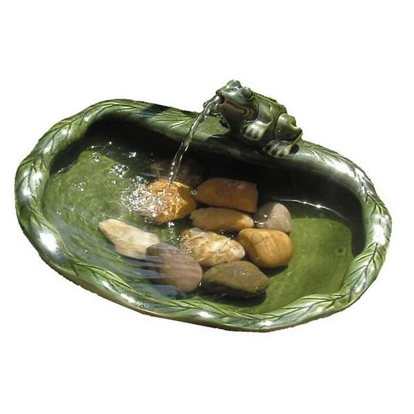 Fontein Met Kikker In Keramiek Op Zonne-energie - Groen - Afbeelding 2