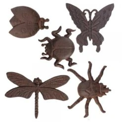ESSCHERT DESIGN Wanddecoratie Insecten In Gietijzer - Set Van 5 Stuks