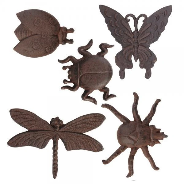 ESSCHERT DESIGN Wanddecoratie Insecten In Gietijzer - Set Van 5 Stuks
