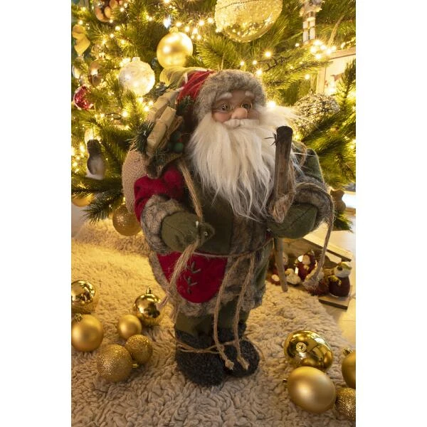 Kerstman Staand Rood/groen 30 Cm - Afbeelding 4