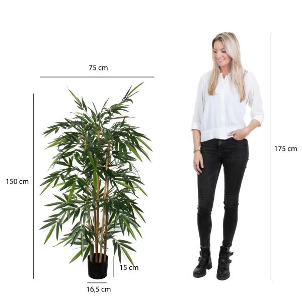 Kunstplant Bamboe In Pot - 150 × 75 Cm - Afbeelding 2